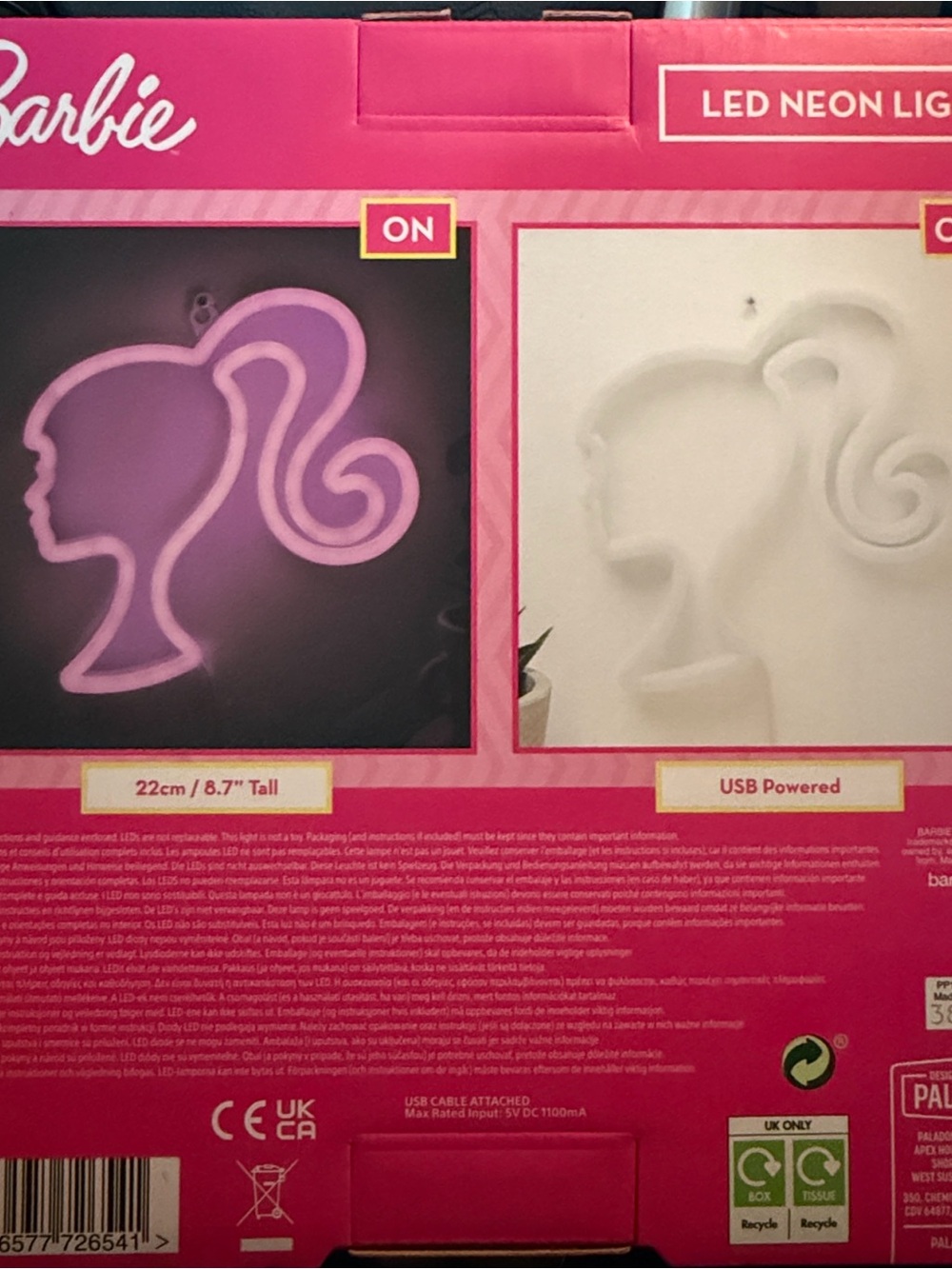 Barbie Neon Silhouette Light - Pink Glow